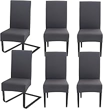 Chair Covers, Set of 6, Chair Covers, Swing Chairs, Removable, Washable Spandex, Universal Stretch Chair Covers for Dining Room, Hotel, Kitchen, Wedding Decoration, Dark Grey