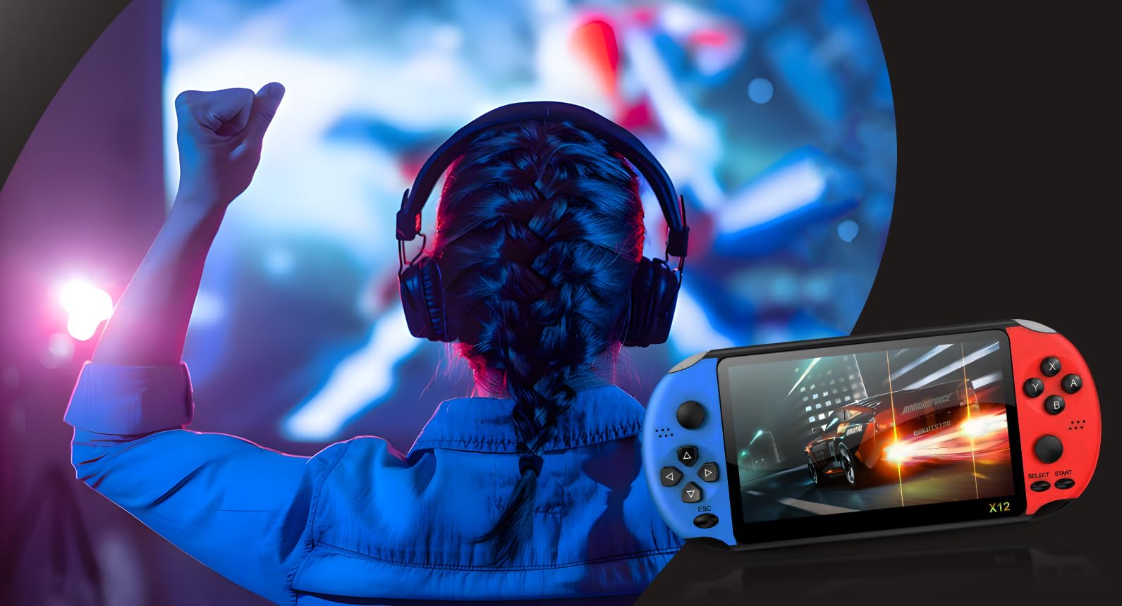 Retoo Console da gioco oltre 1000 giochi, console per videogiochi, console per videogiochi, console per bambini, adulti, schermo LCD, supporta diversi formati