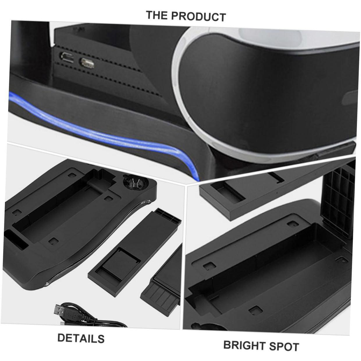 Operitacx Supporto di Ricarica per Controller Vr, Stazione Verticale in Abs Nero Funzione Organizer per Console di Gioco Vr, per Gaming