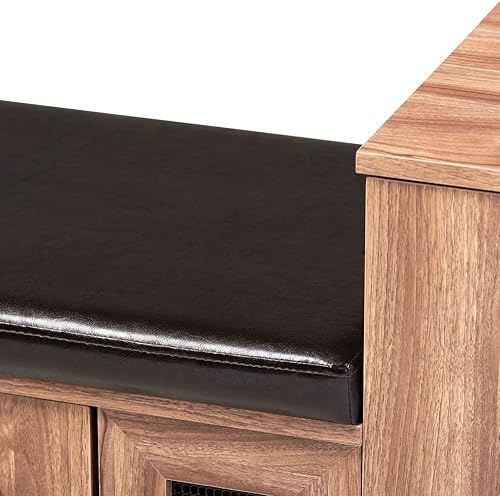Vista 6 de GRFIT Shoe Cabinets Modern Dark Brown Upholstered Shoe Storage Bench Cabinet Storage Cabinet entryway Decorative Cabinet Cabinet for Entryway