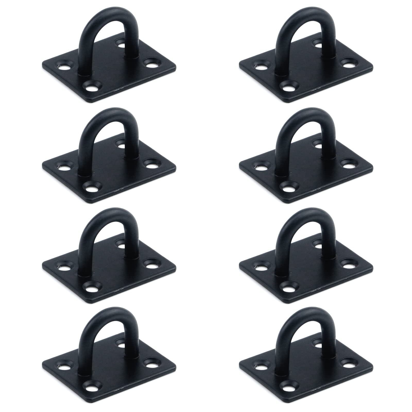 KUMGROT 8pcs Stainless Steel Ceiling Hooks Pad Eye Plate U Hook Heavy Duty Hardware Hook with Screws Square 47×38mm/1.9×1.5in