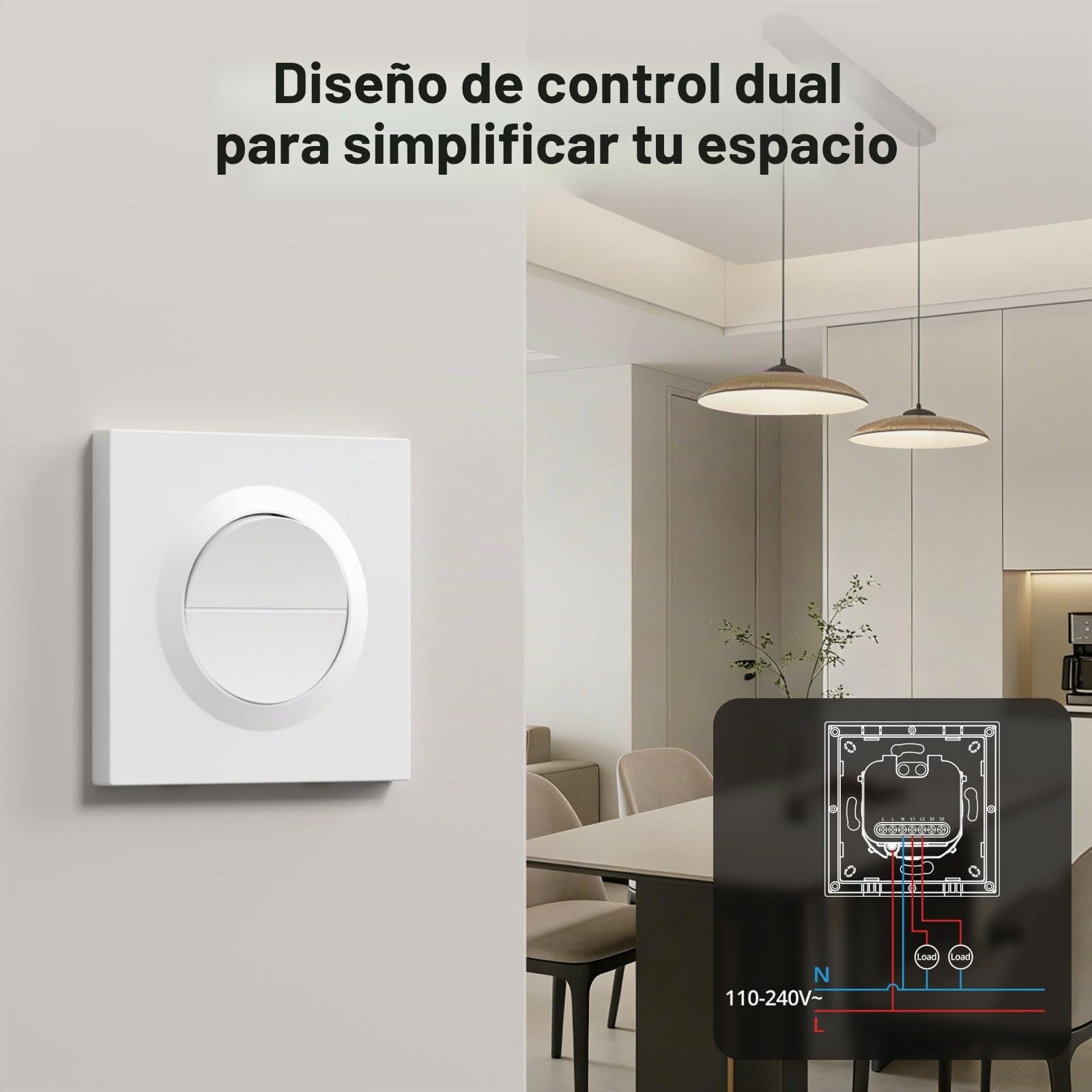 SONOFF Fusion, Orb-ZBW2(MINI-ZB2GS-E), Interruptor de Luz Inteligente Zigbee, 2 grupos, Wi-Fi 2.4GHz, Cable Neutro Requerido, Control Remoto y por Voz, Compatible con Siri/Alexa, 10A/grupo, 16A/total