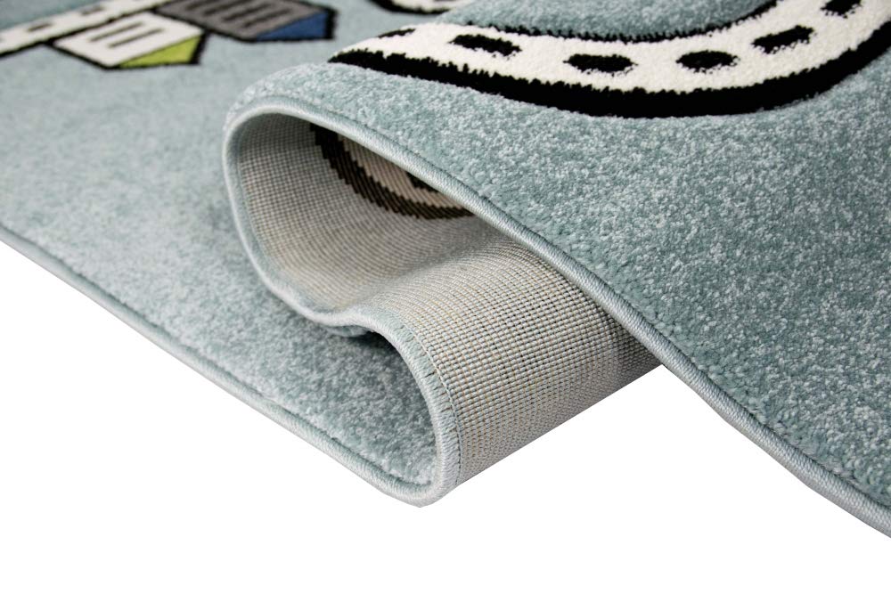 Tapis pour enfants tapis de route avec rues et maisons bleu Größe 80x150 cm