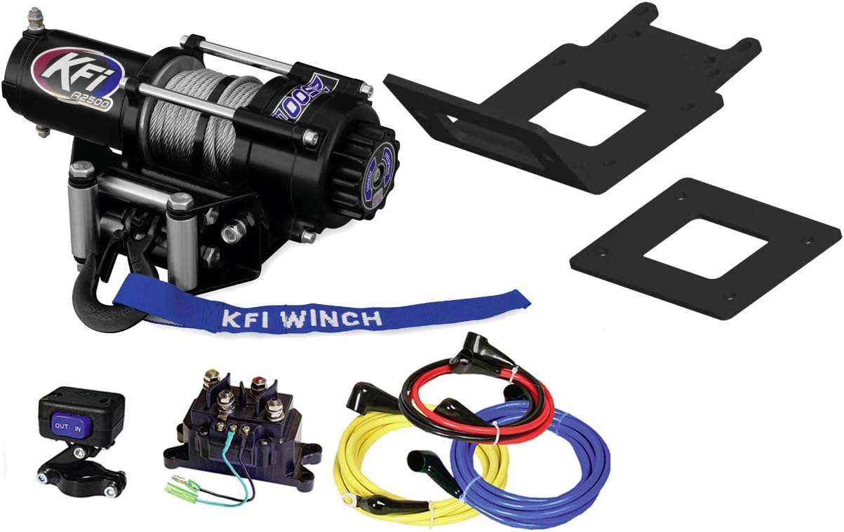 KFI A2500-R2 2500lb Winch & 101475 Winch Mount kit Compatible/Replacement for 2018-2020 Yamaha Kodiak 450 4x4