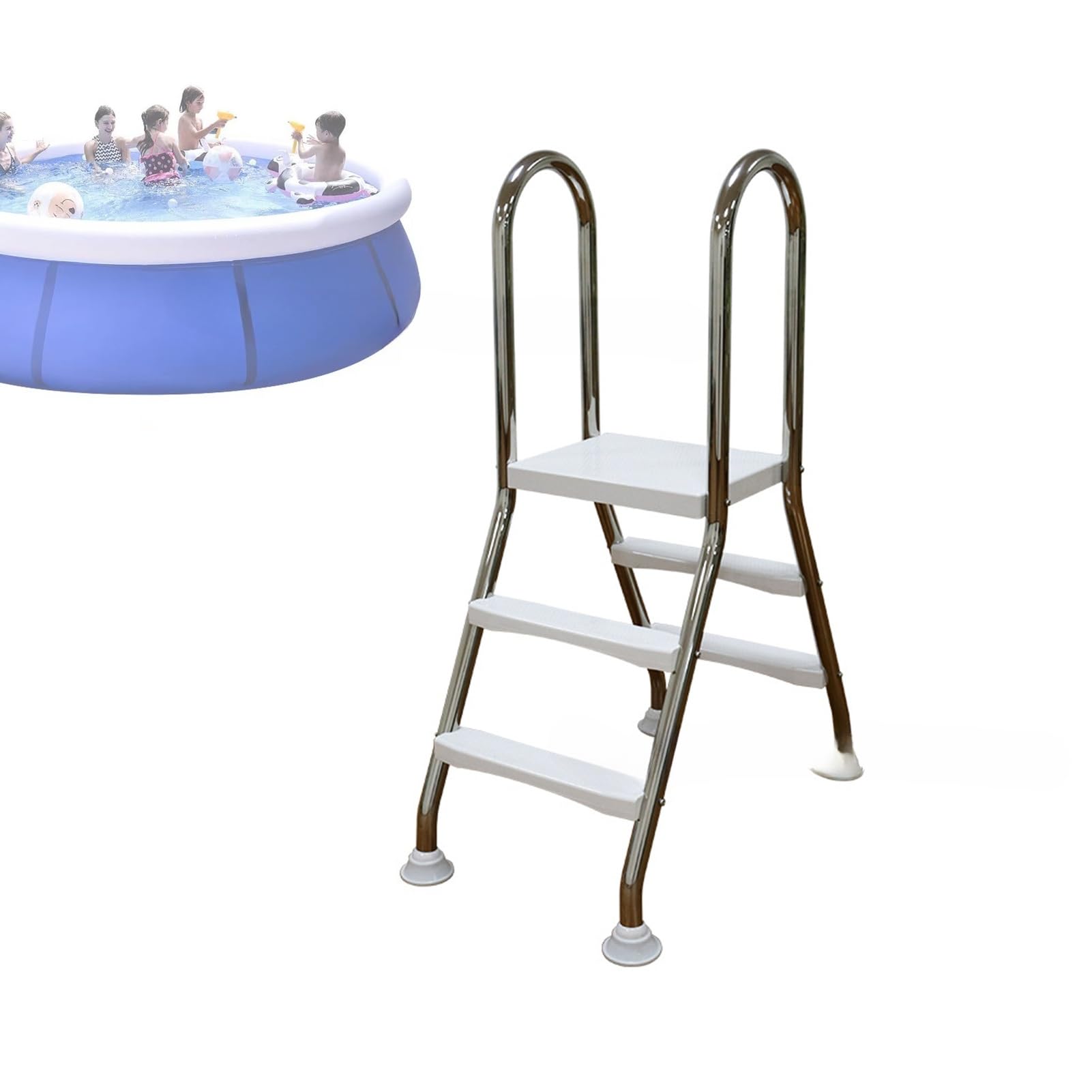 Échelle De Piscine Robuste en Acier Inoxydable - Escalier De Piscine Hors Sol à Deux Marches Et à Double Face AntidéRapante, pour Utilisation à L'IntéRieur Et à L'ExtéRieur