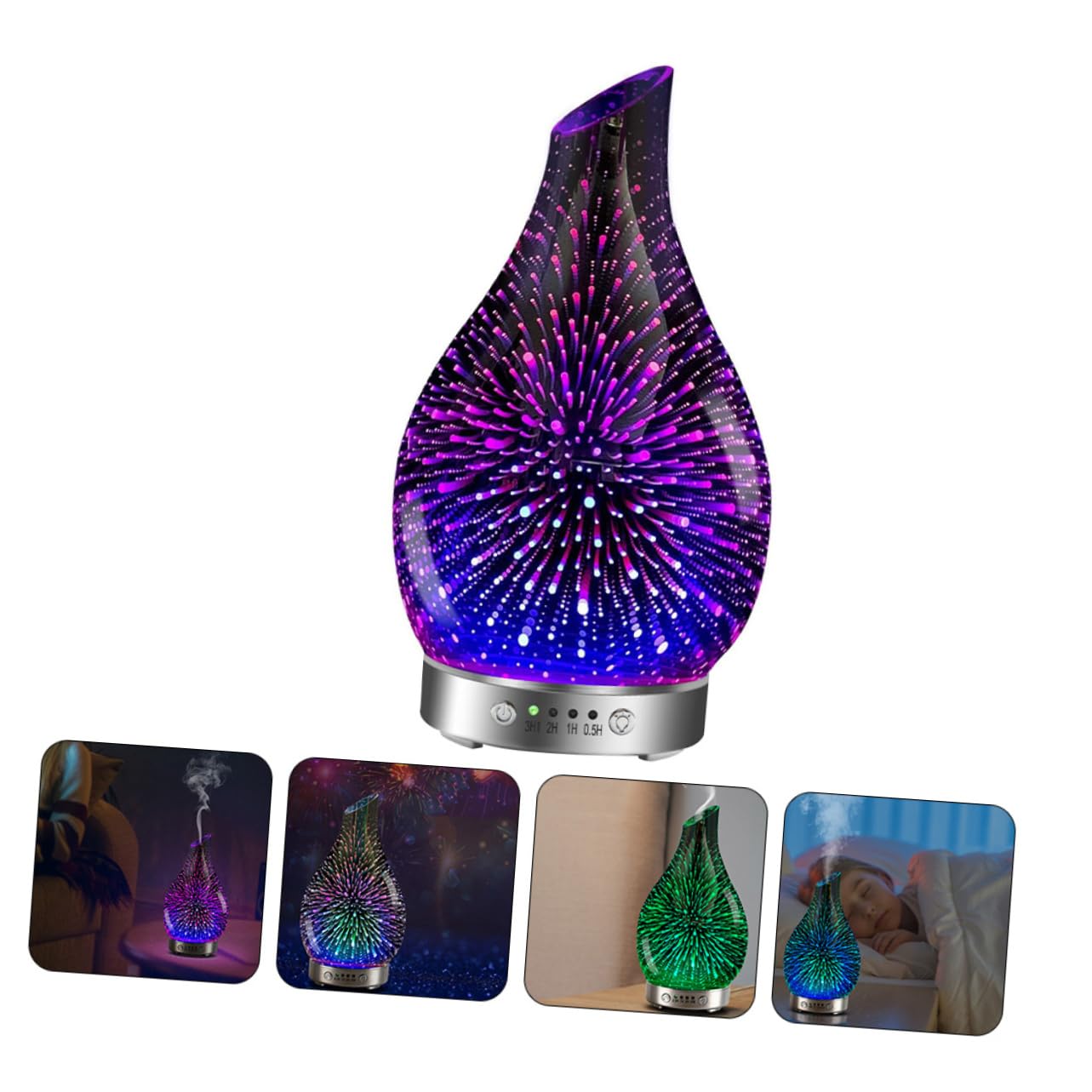 COLLBATH Diffusore Di Aromaterapia 3d Luce Notturna E Umidificatore Per Casa Silenzioso E Elettrico