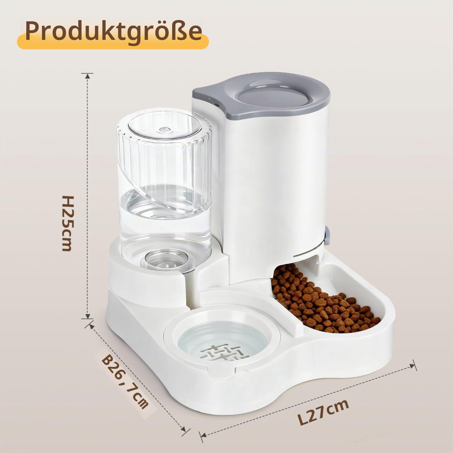 Nobleza 2-in-1 Automatischer Futter- und Wasserspender für Katzen und kleine Hunde – Schwerkraftsystem ohne Strom, 2,2 L Futterbehälter & 1 L Wassertank mit Aktivkohlefilter, rutschfeste Basis