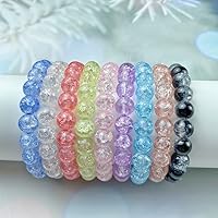 Vista 6 de 100 piezas de cuentas de vidrio craquelado de 8 mm redondas de cristal transparente para manualidades, cuentas espaciadoras de cristal para joyería