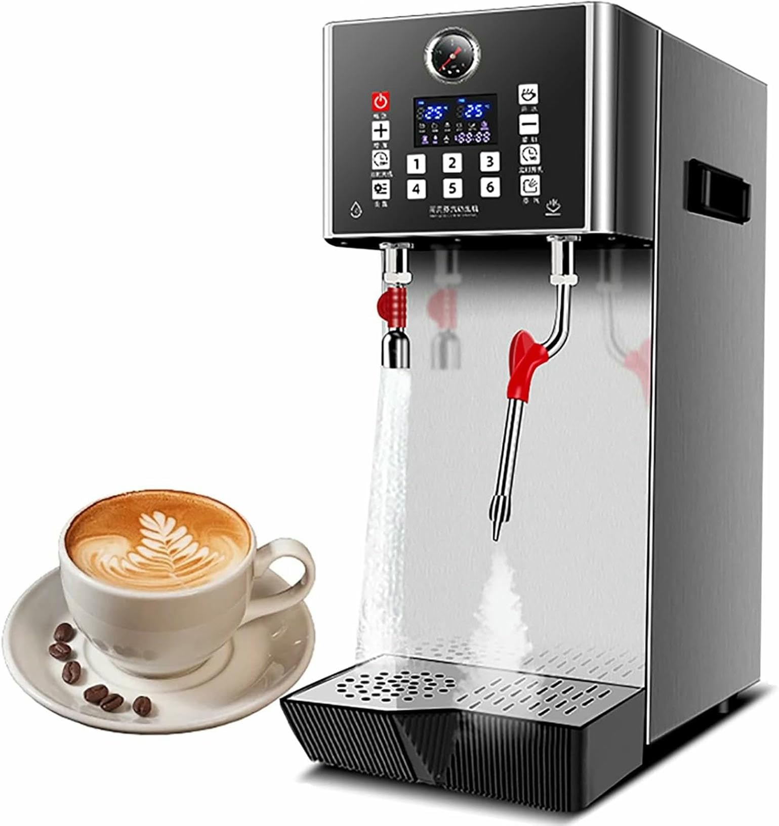 FHRKA 12L Commercial Steam Milk Frother Milk Steamer Machine Electric Fully-Automatic Coffee Foam Maker Frothing Machine