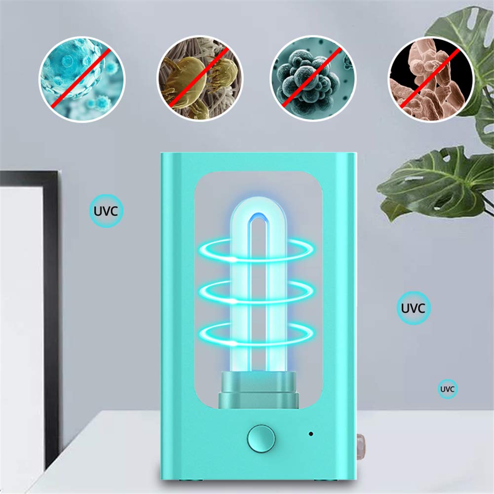 Lámpara UV recargable USB, sensor de movimiento PIR UVC esterilizador ultravioleta portátil del hogar llevaron la luz para Cuidados en el hogar Iluminación de interior,Azul