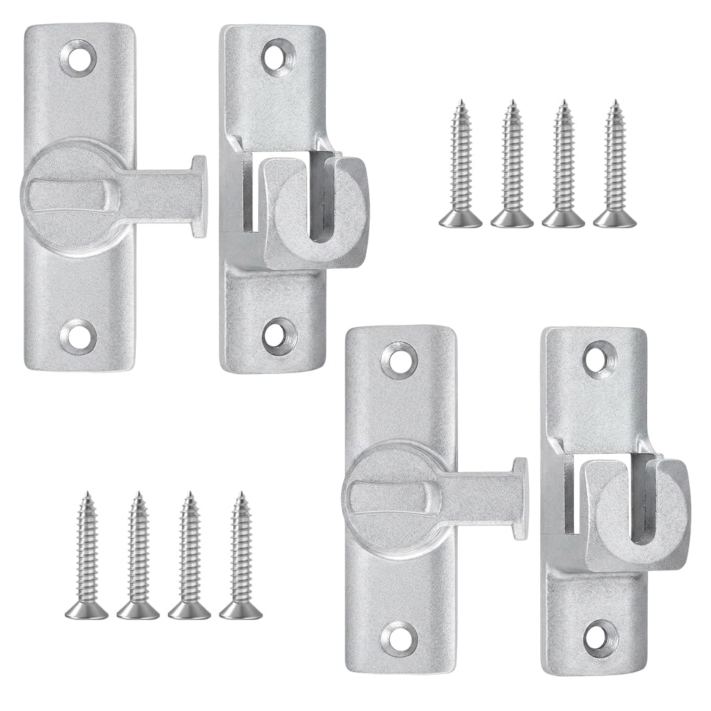 Heavy Duty Aluminium Alloy Door Latch Lock Security Bolt with Screws, Corrosion Resistant Brushed Finish Privacy Catch for Internal External Doors, Gates, Sheds, Cabinets & Home Security (2, Silver)