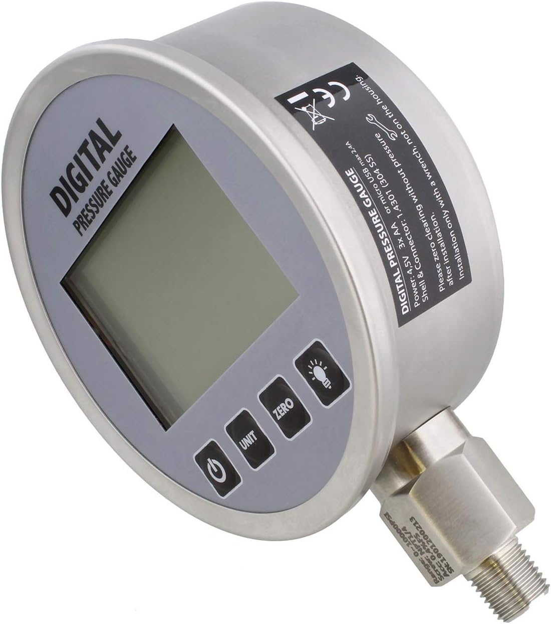 BISupply Large Digital Pressure Gauge Digital Air Pressure Gauge for