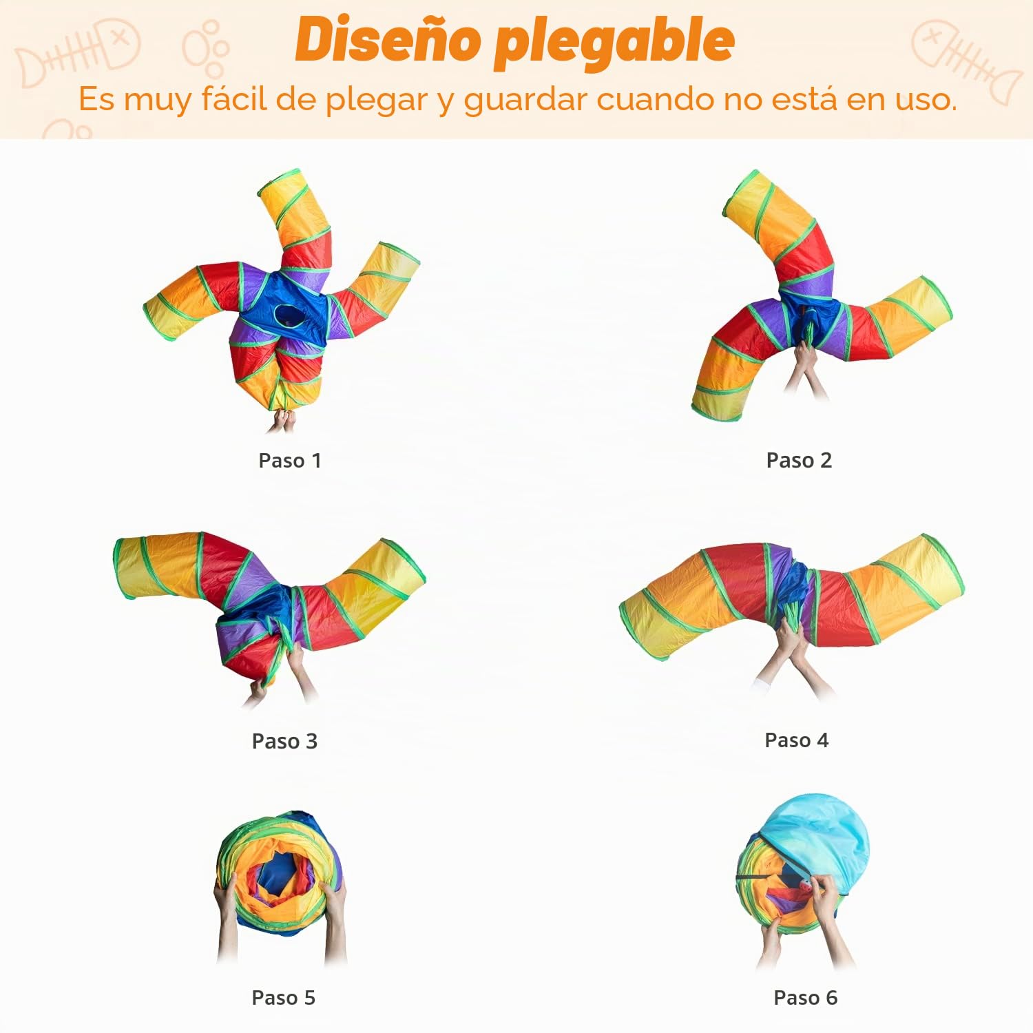 Depets Túnel para gatos de interior, túnel de juego grande de 5 vías y tubo con bola de juego, tubo plegable en forma de S con mirilla interactiva, ideal para ejercicio en interiores para gatitos