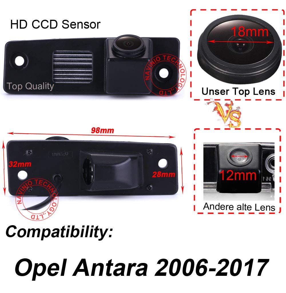 1280 x 720 pikseli, 1000 linii TV, wysokiej jakości obiektyw 18 mm, do tablicy rejestracyjnej, światło cofania, zamiennik do Opla Antara 2006-2017