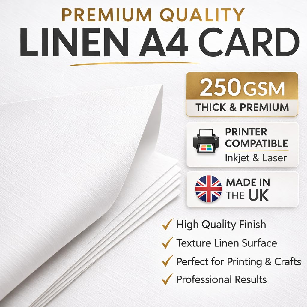 A4 Card White Silkweave Linen Textured Matt 250gsm x 10 Sheets