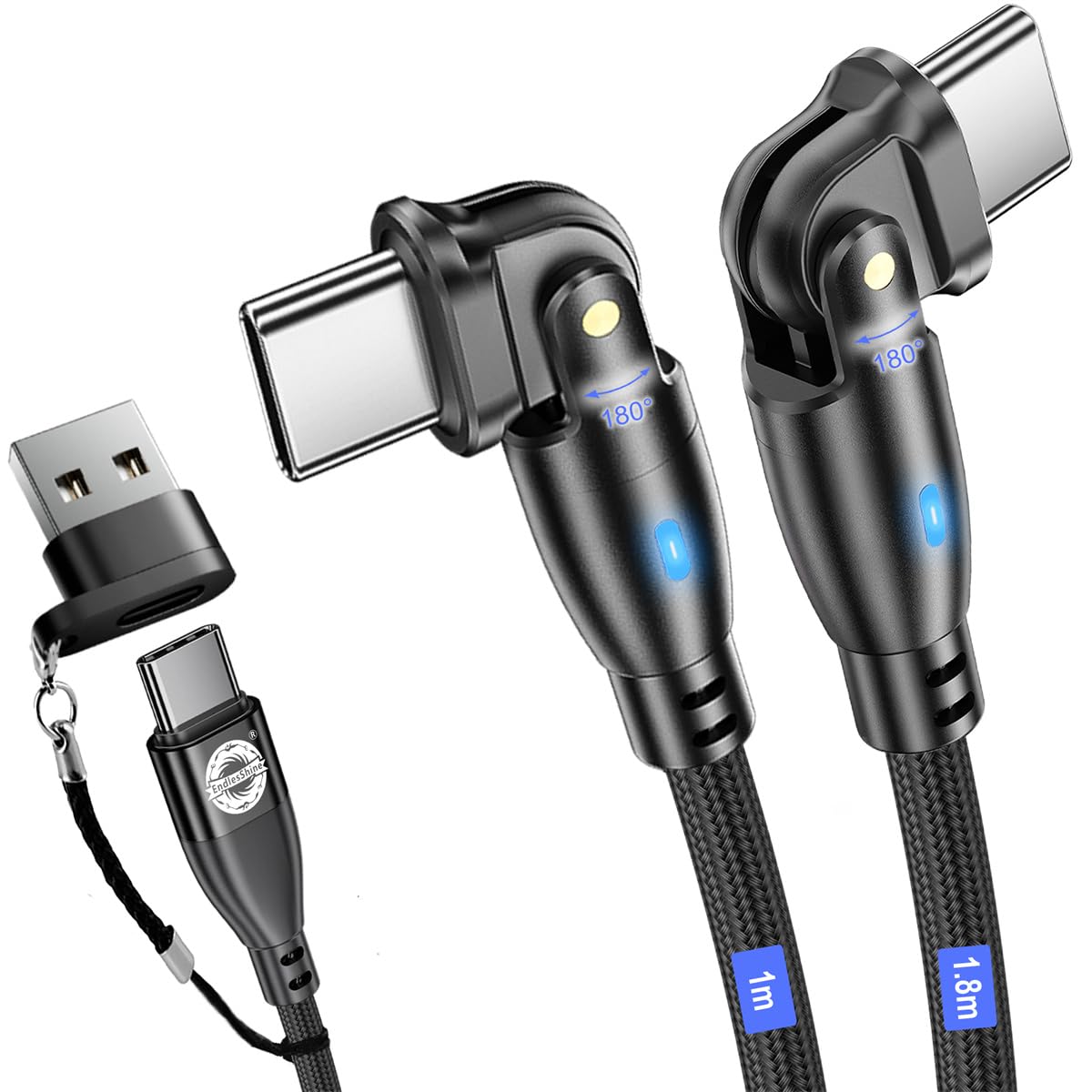 Amazon.co.jp: EndlesShine USB Type C ケーブル (2本セット 1m+1.8m 