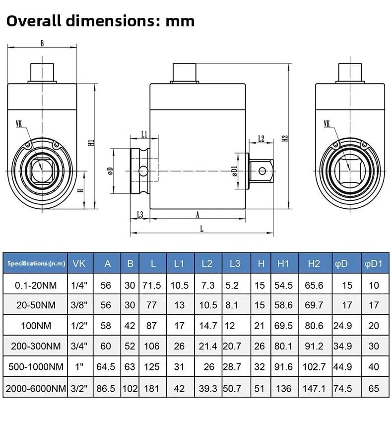 Sensor de par dinámico DYN-203: herramienta manual compacta de acero inoxidable for medición de par y velocidad(200N.m)