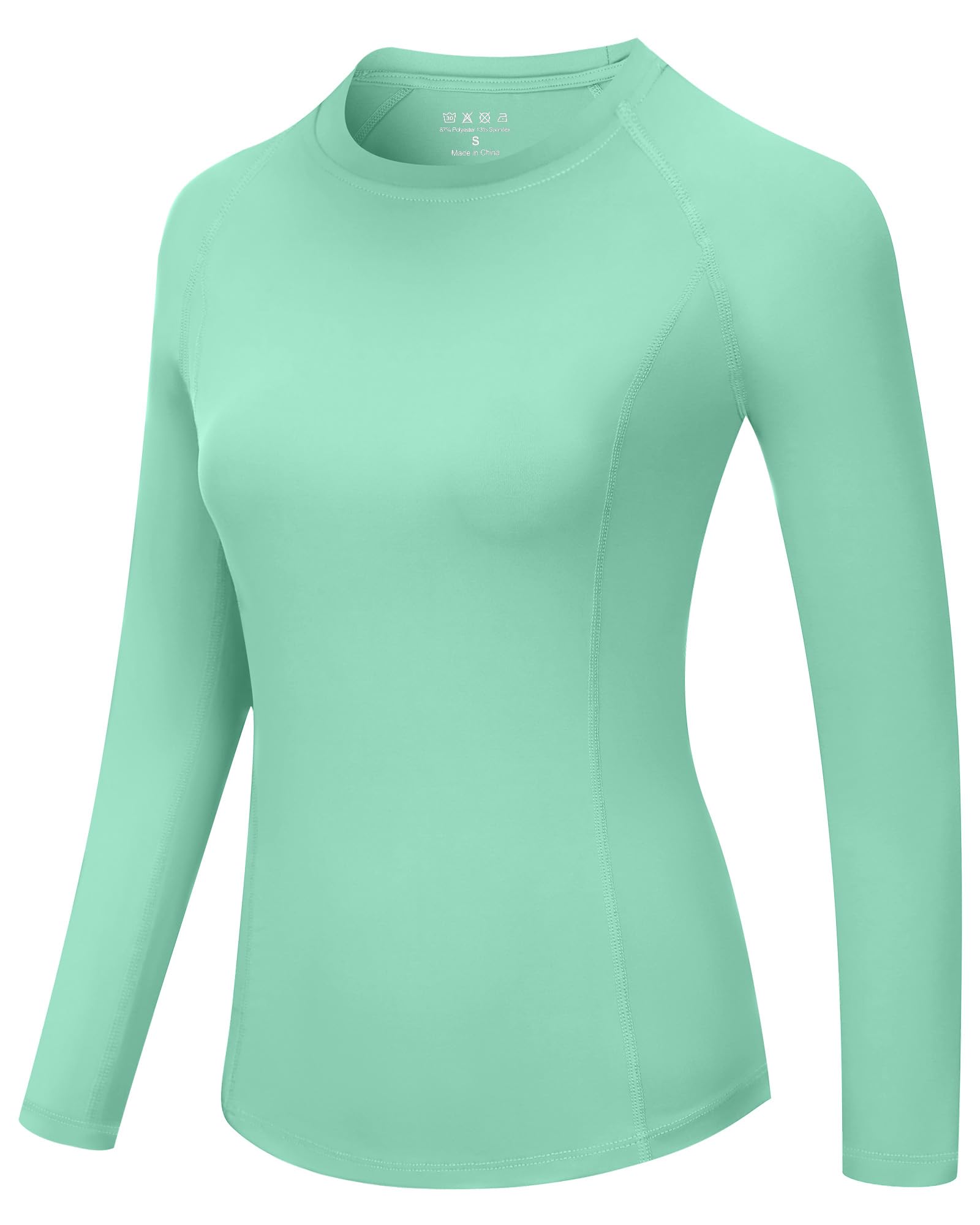 Runhit Compression Shirt Women Long Sleeve, UPF 50+ Crew Neck Workout Base Layer, Quick Dry Athletic Underscrub Tops