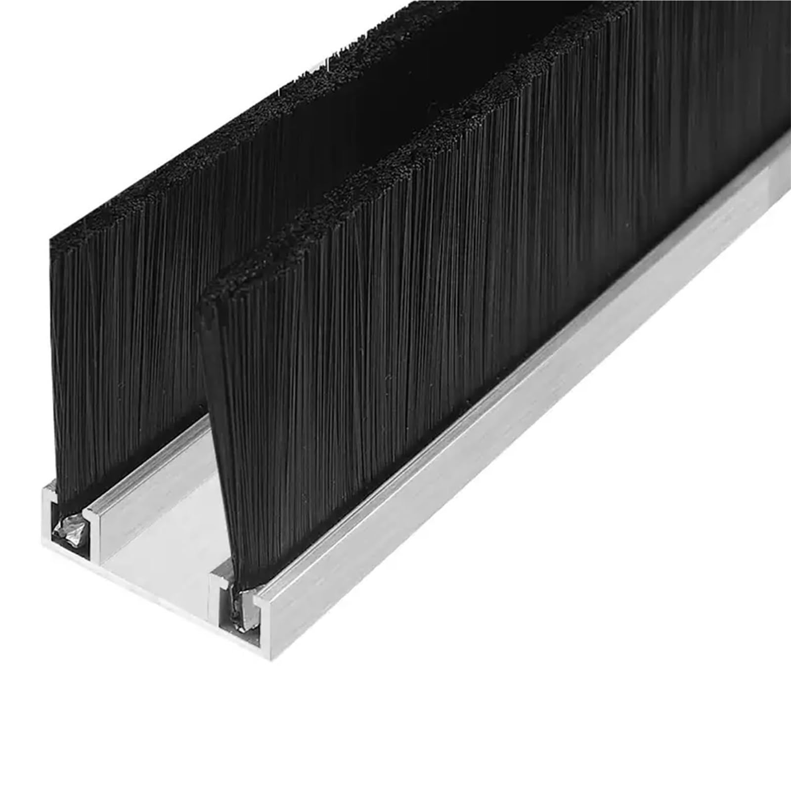 Puyuna 1 Pc Door Brush Strip, Aluminum Alloy Strip Brush For Bottom Sealing Height 10-300Mm(,Brush Height 80Mm)
