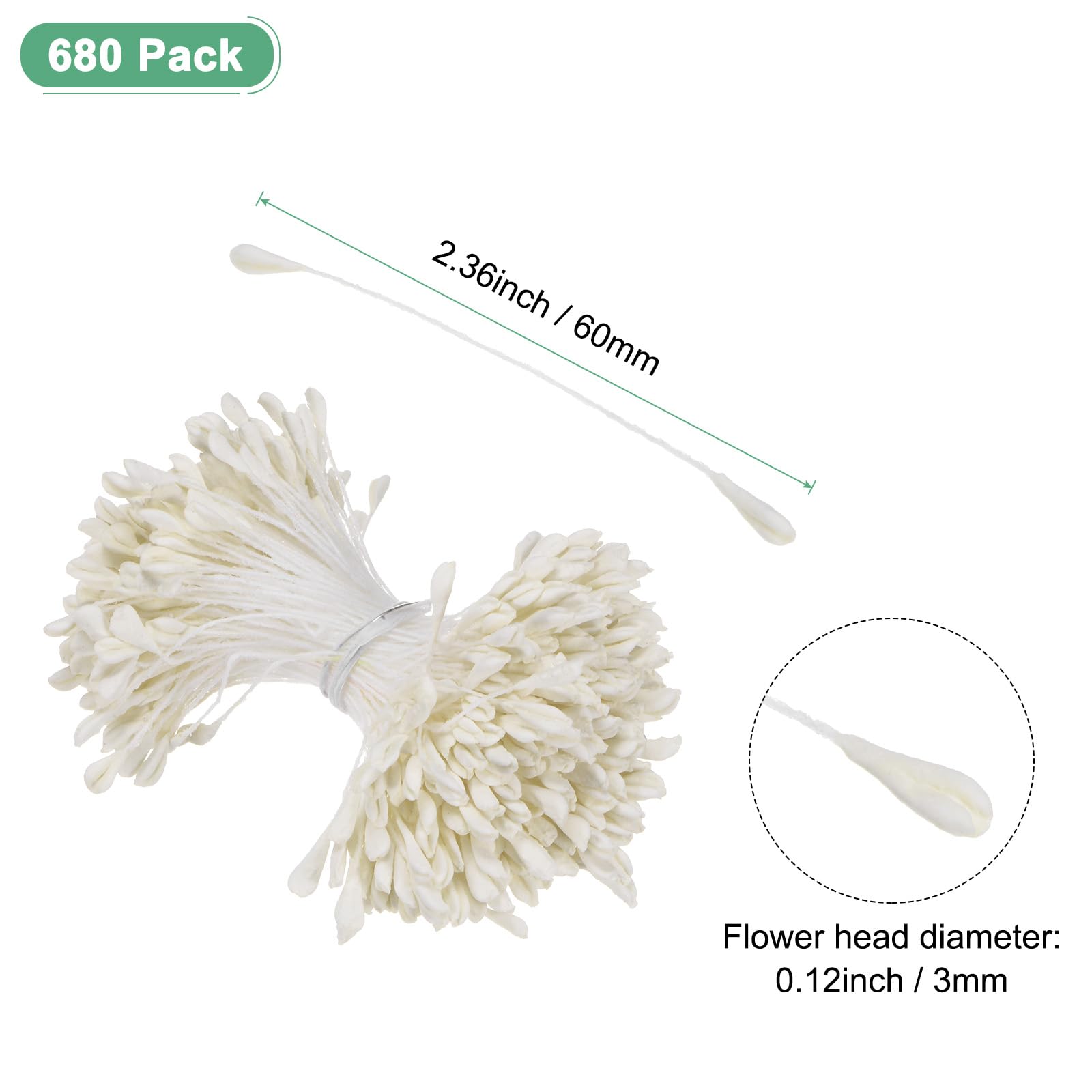 M METERXITY 680-Pack Artificial Flower Stamen Kit, 3mm Mini Double Heads Flower Stamens Pistil - Image 3