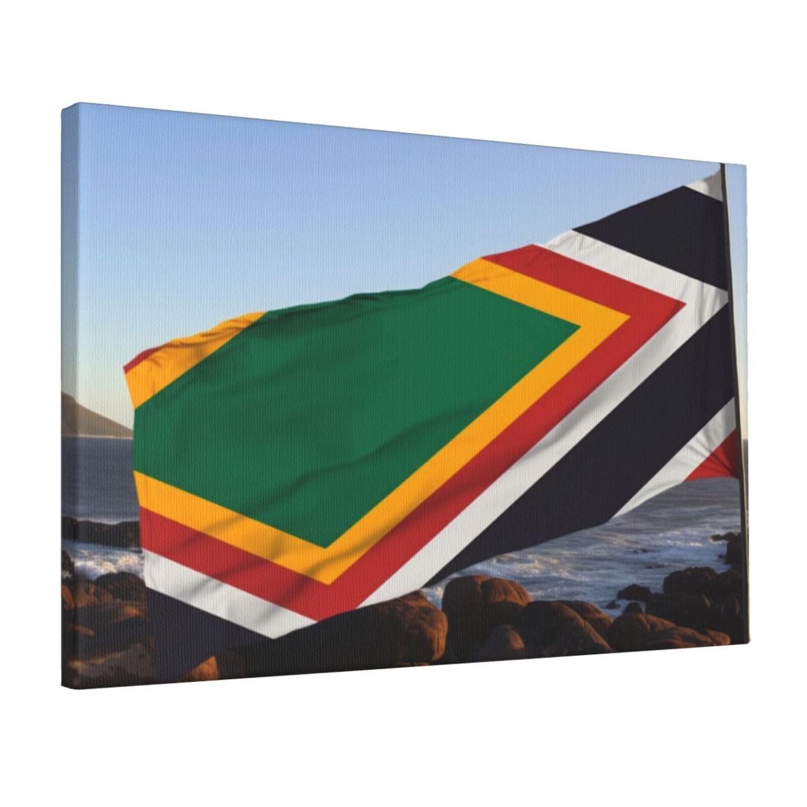 YKLJG South Africa flag Printed Wall Art Canvas Prints 45x30 CM Wooden Framed Picture Painting Artwork for Bedroom Kitchen Home Office Decor
