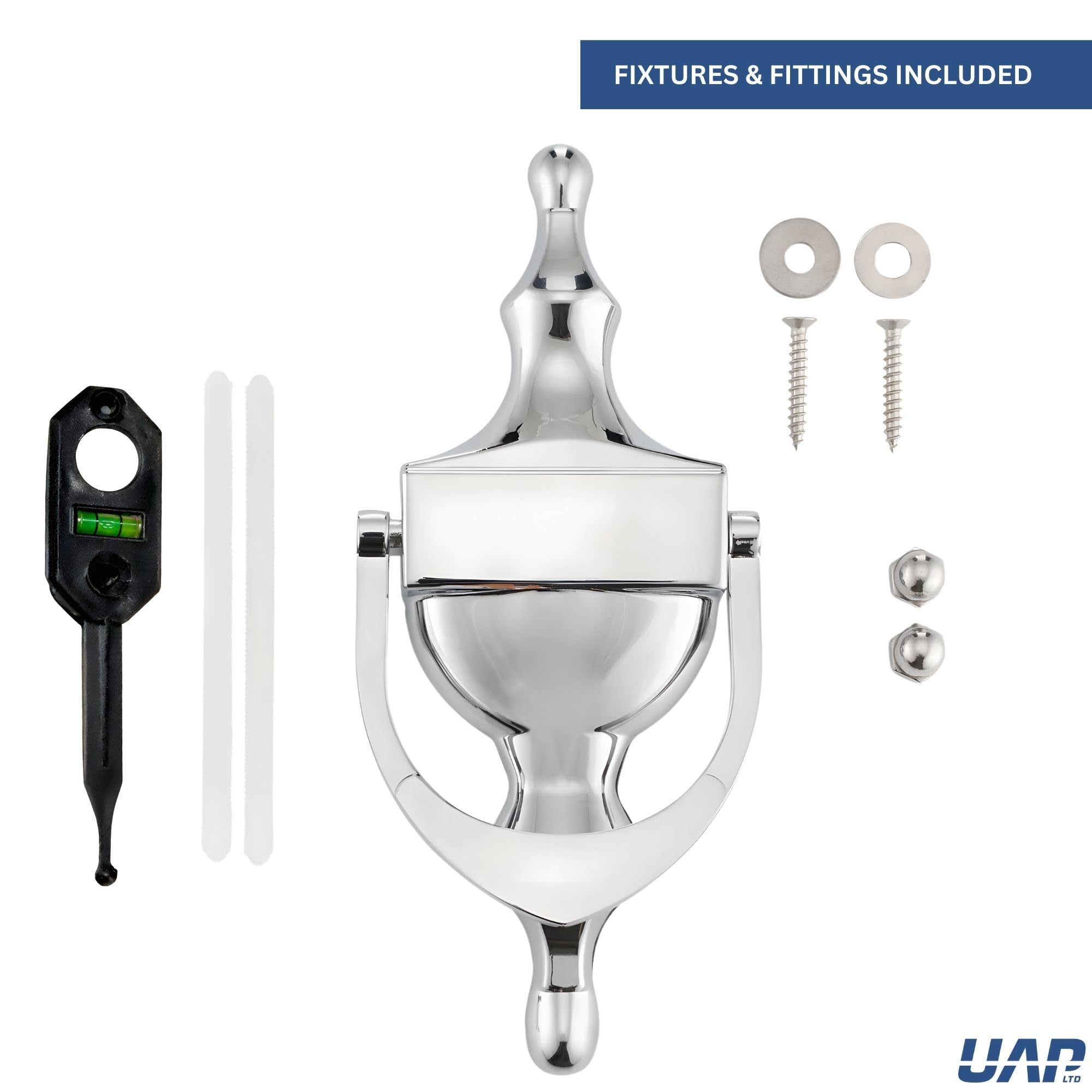 UAP Heurtoir de porte victorien 15 cm traditionnel avec support de boulon et supports adhésifs Simple Chrome poli