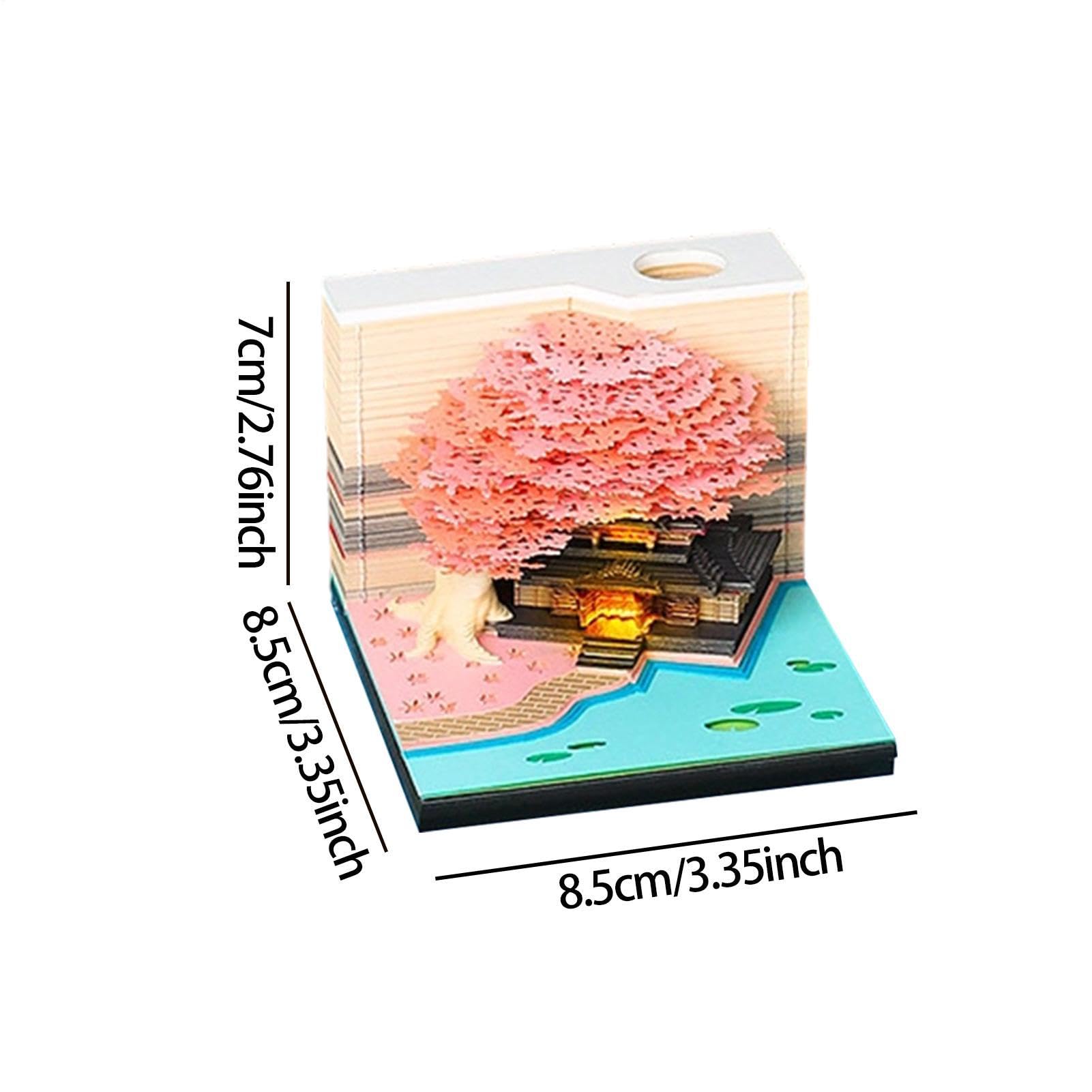 3D-Notizblock Desktop 3D-Schnitzerei LED-Zeitmesser Memoblock 2027 | Interaktive Kalender-Dekoration für Bücherregal Zuhause Büro Schule Wohnheim Appartement Schlafzimmer Wohnzimmer