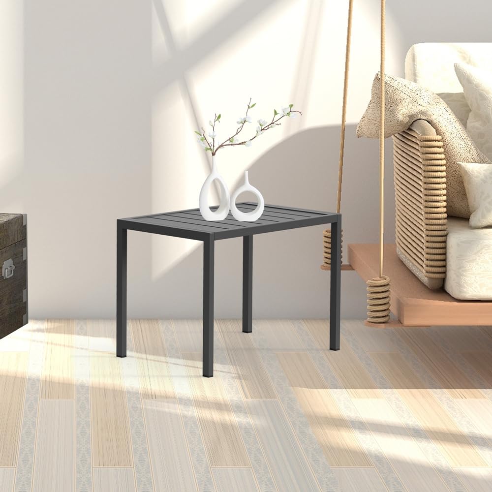 Melko Table d'appoint rectangulaire en aluminium 46 x 35 cm résistante à la chaleur et aux intempéries