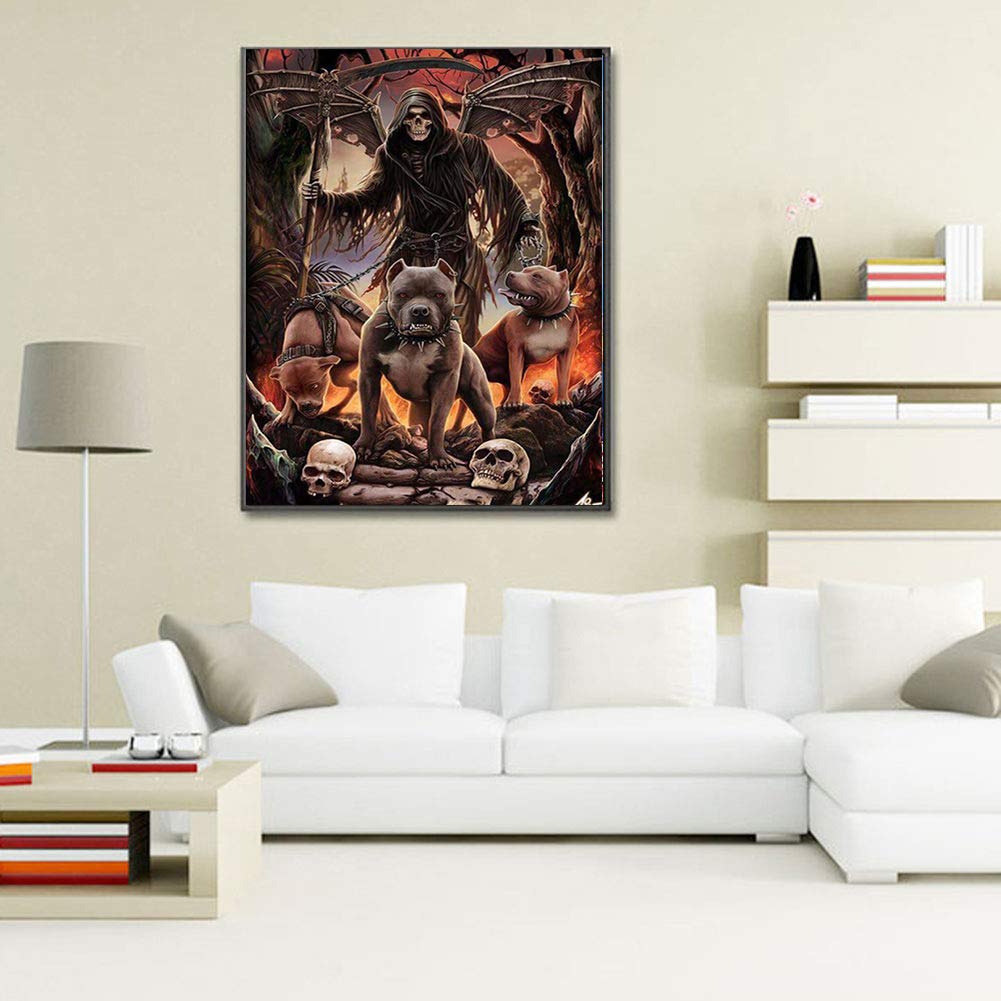 DIY 5D Diamond Painting by Number Kit,Full Drill Rhinestone Crystal 5D Diamond Painting Cross Stitch Arts Craft Supply for Home Wall Decor Grim Reaper 30x40cm