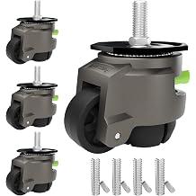 4-Pack Heavy Duty Retractable Leveling Stem Casters - 1/2" & M12 Stem Sizes, 2200 Lbs Total Capacity, Adjustable with Ratchet Handle - Ideal for Workbench, Machine, Equipment