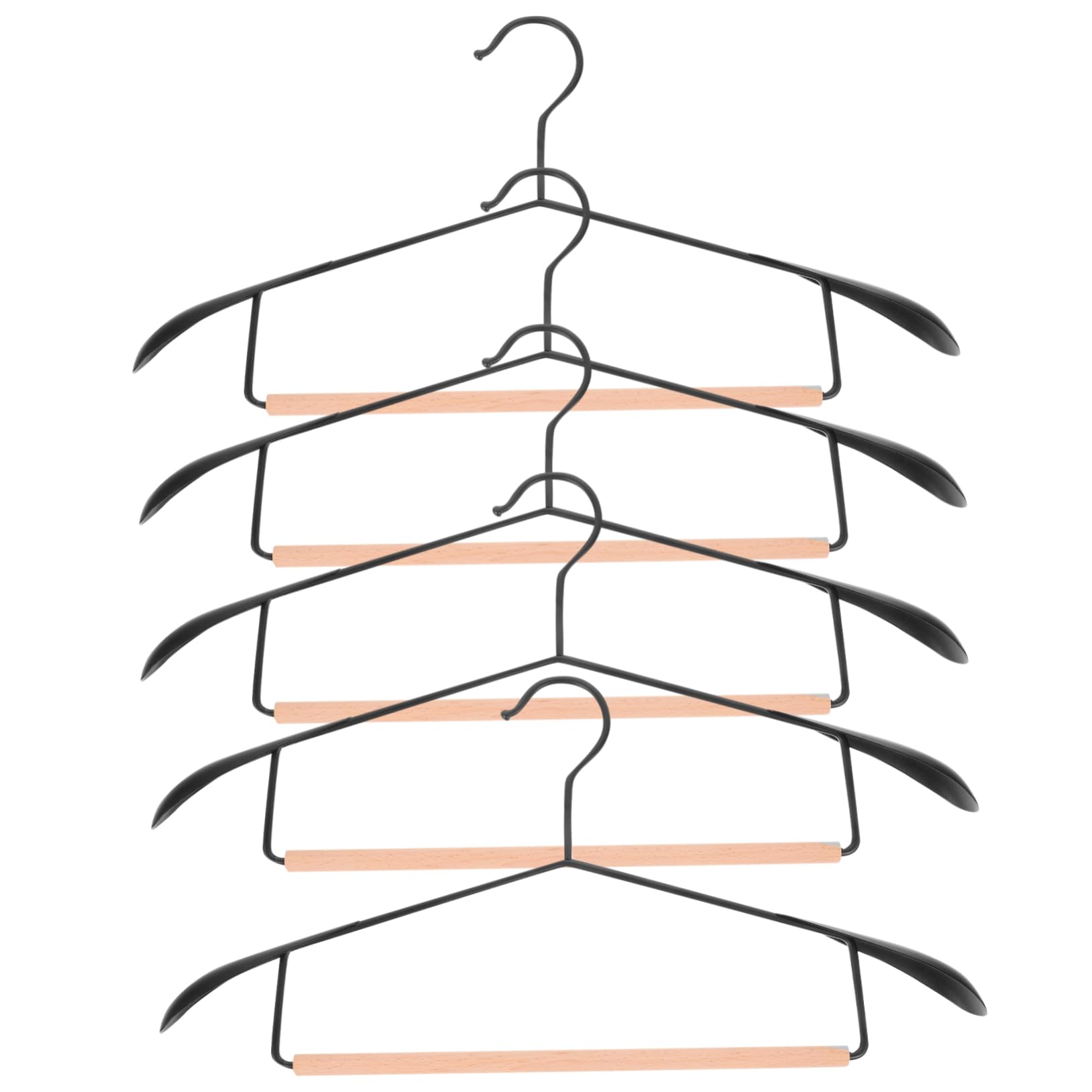 Happyyami 5pcs Wide Shoulder Coat Rack Freestanding Hangers for Suits Pants Closet Organizer Hangers