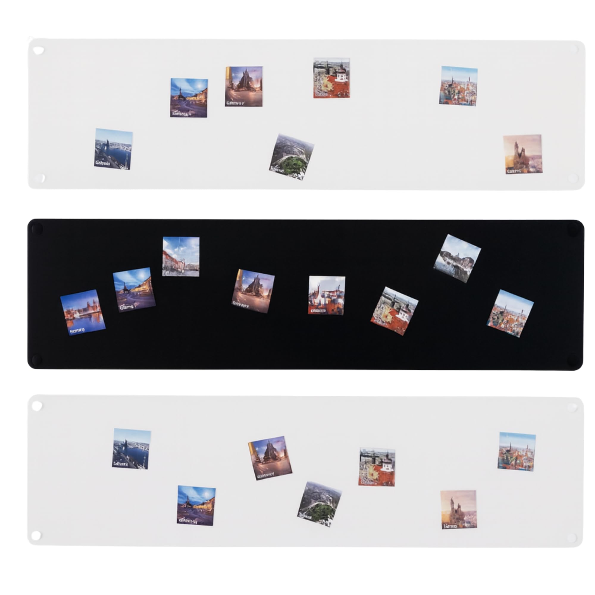 3 x Metal Tableau Magnétique Mural Blanc+Noir+Blanc 80x22 cm, Plaque Aimanté, Acier Inoxydable, Cuisine, Bureau, Chambre D'enfant, pour Lettres Magnétiques, Chiffres, Notes, Photos