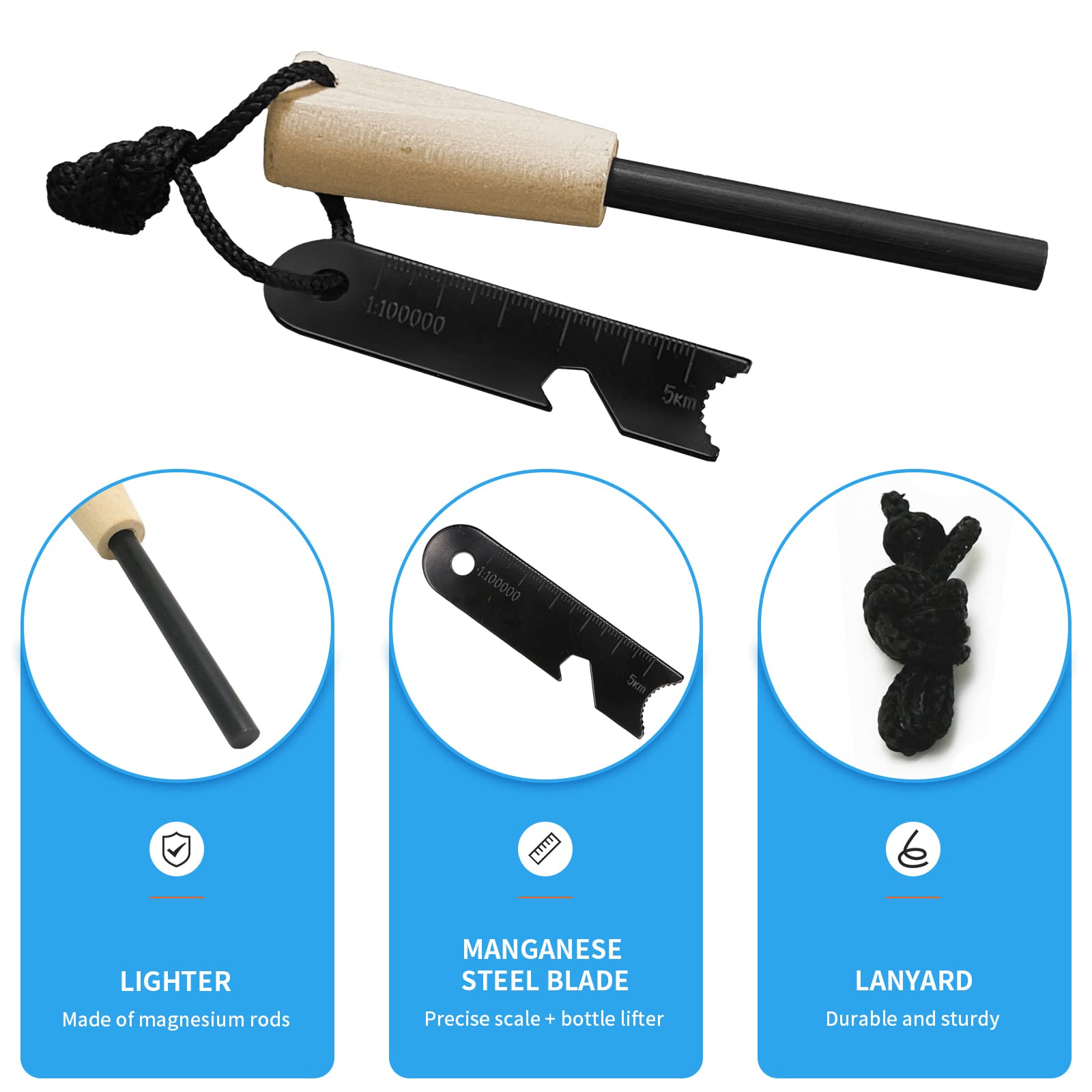 Newaner Arrancador de Fuego de Acero y Magnesio para Camping, Aire Libre y Supervivencia