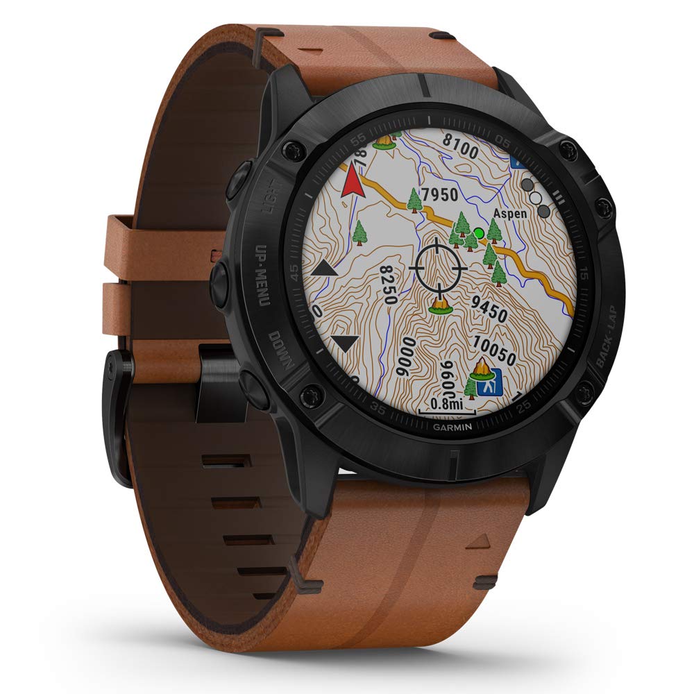 Garmin Fenix 6 Pro Solar, Solar-Powered Multisport GPS Watch, Advanced Training Features and Data, Black with Slate Gray Band, Black with Slate Band — view 6