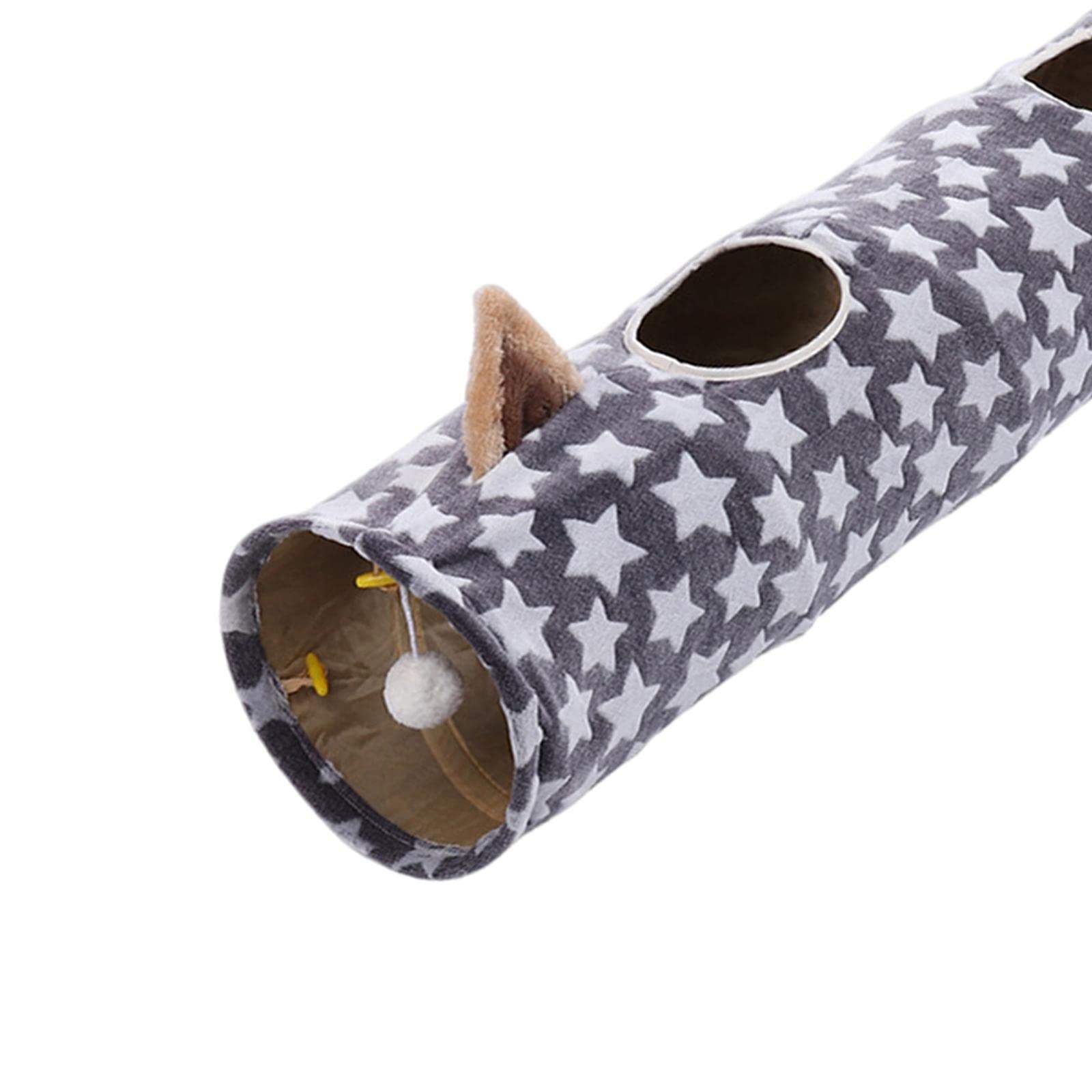 Katzentunnel Interaktives Katzen Kätzchen Spieltunnel Bett Aus Stoff mit Geräuschpapier Und Ball für Wohnung Training Spielen, Stern