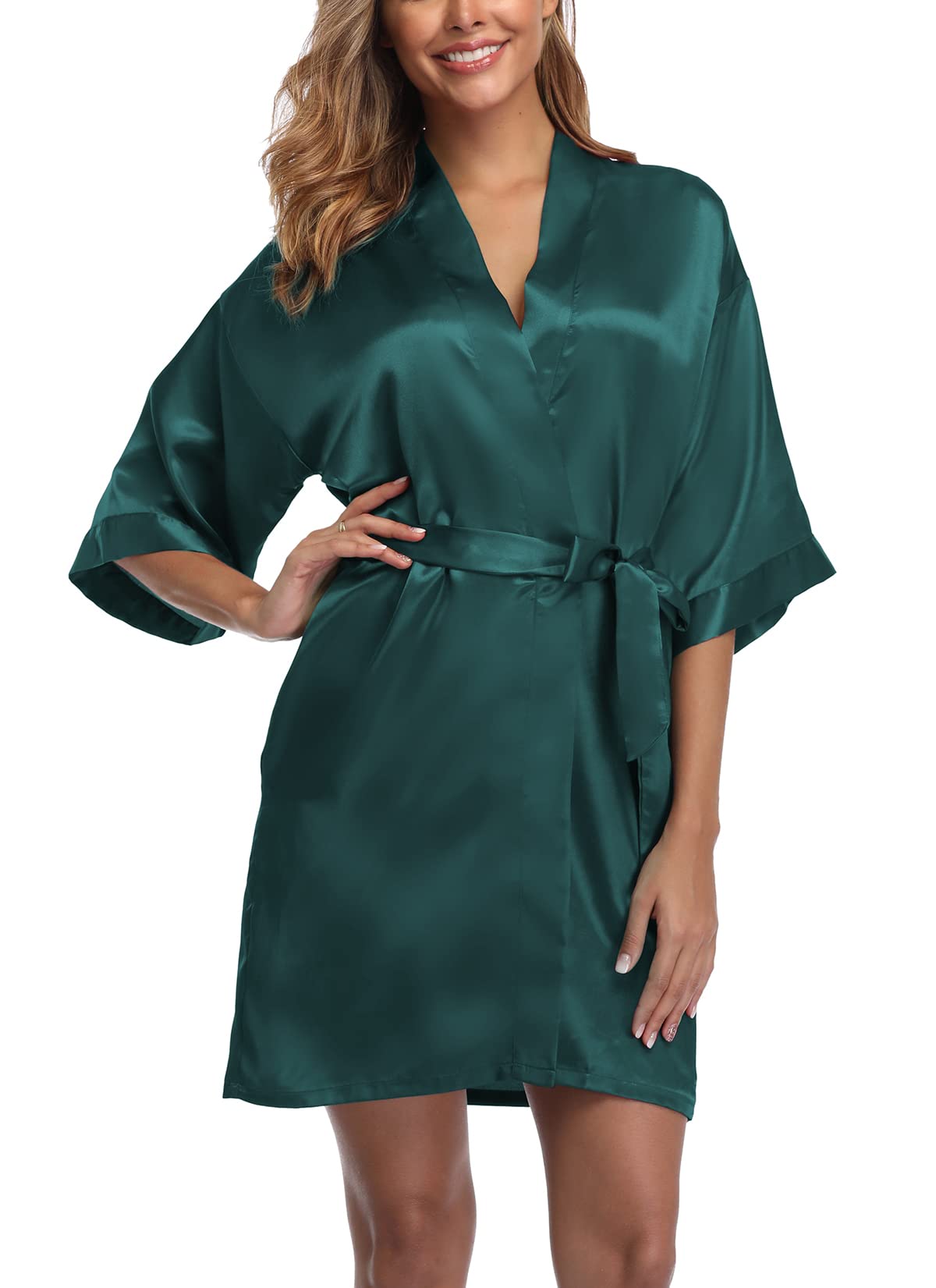 ABC-STARWomen's Short Satin Kimono Robe for Wedding Bridal Party Bridesmaid Robe Sleepwear