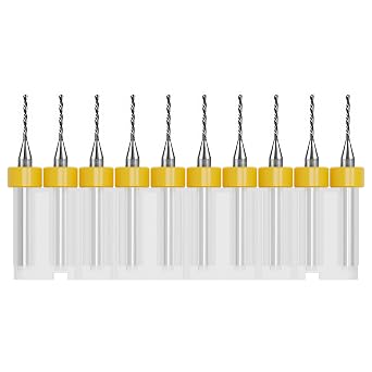 10Pcs PCB Drill Bits Set, 1/8" Shank 1mm Micro Twist Bit Spiral Flute Carbide for Print Circuit Board Stone Dremel Jewelry CNC Engraving