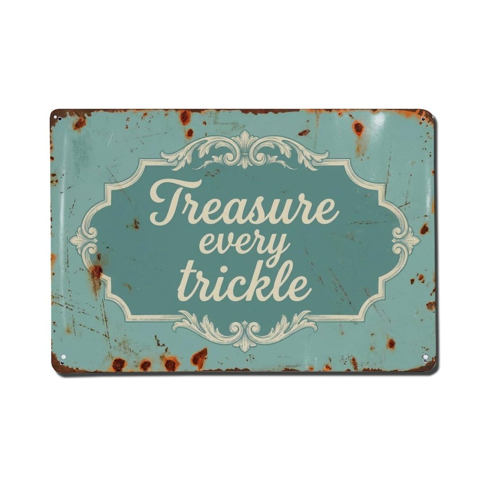 Olhnbad Style Treasure Every Trickle Water Conservation Quote Metal Tin Sign