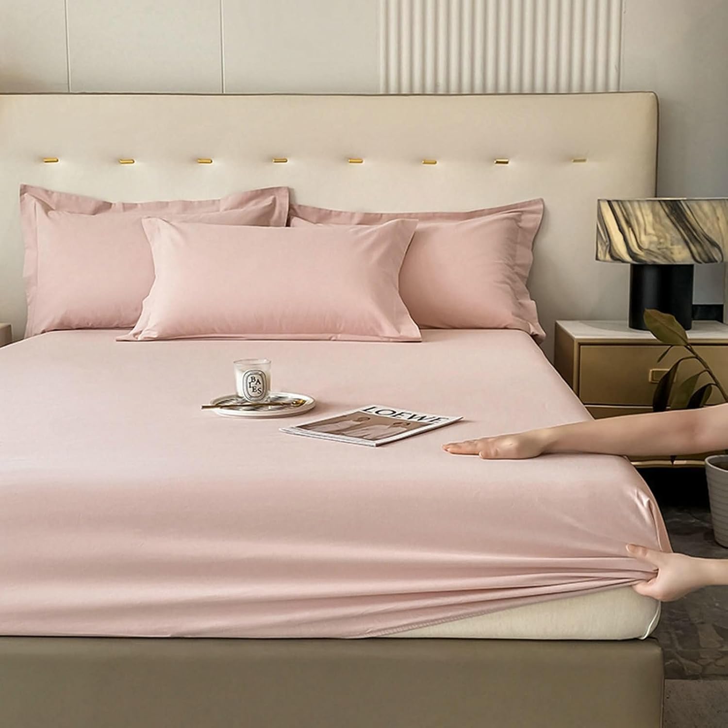 Beydodo 2-10 inch Deep Pocket Fitted Bed Sheet, Fitted Sheet 120x200cm Solid Grey, Cotton Fitted Bed Sheets for Dorm