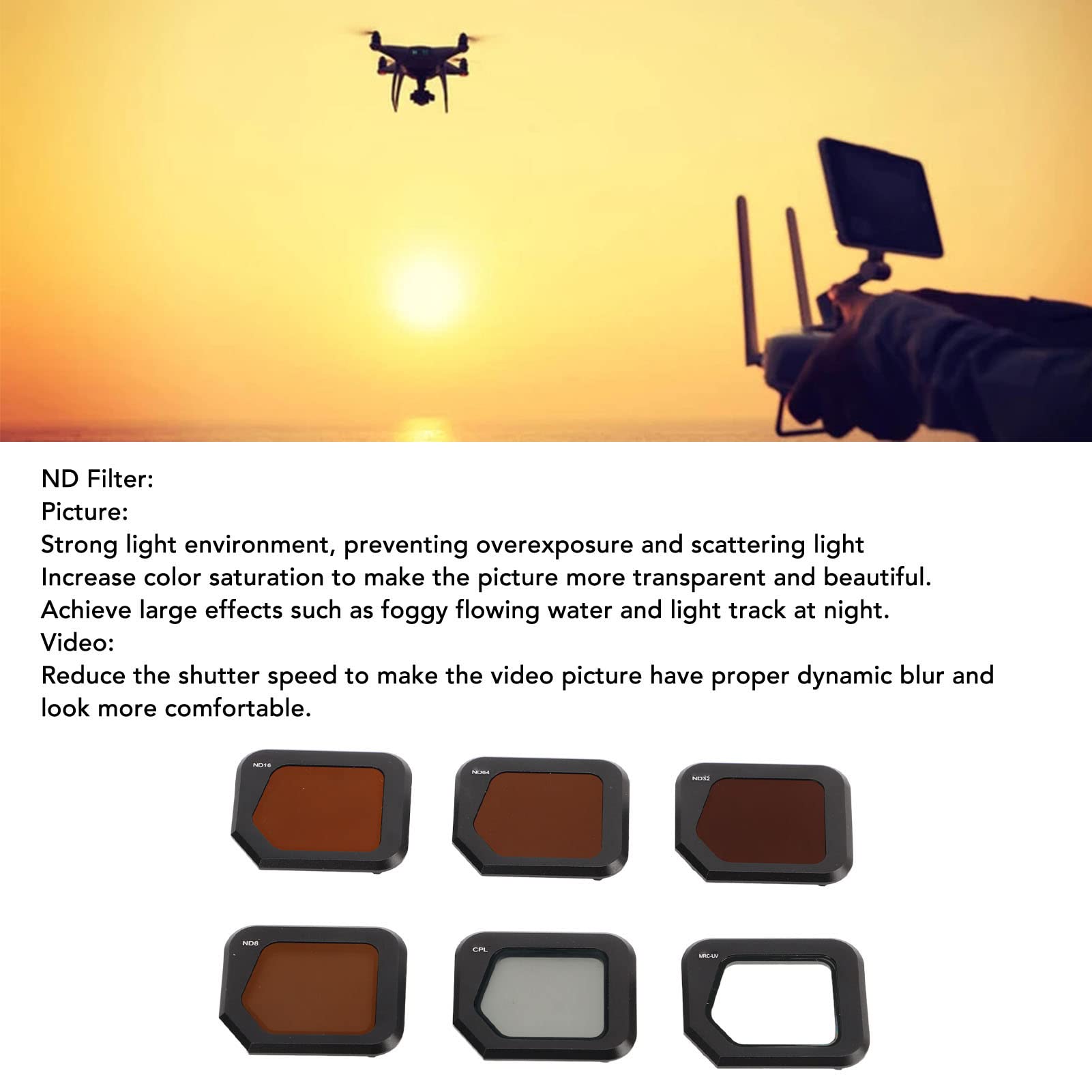 Set di 6 filtri UV ND CPL per DJI Mavic 3 Classic, filtro ND8/16/32/64 in vetro ottico a densità neutra, kit di filtri polarizzati per droni per registrazione video
