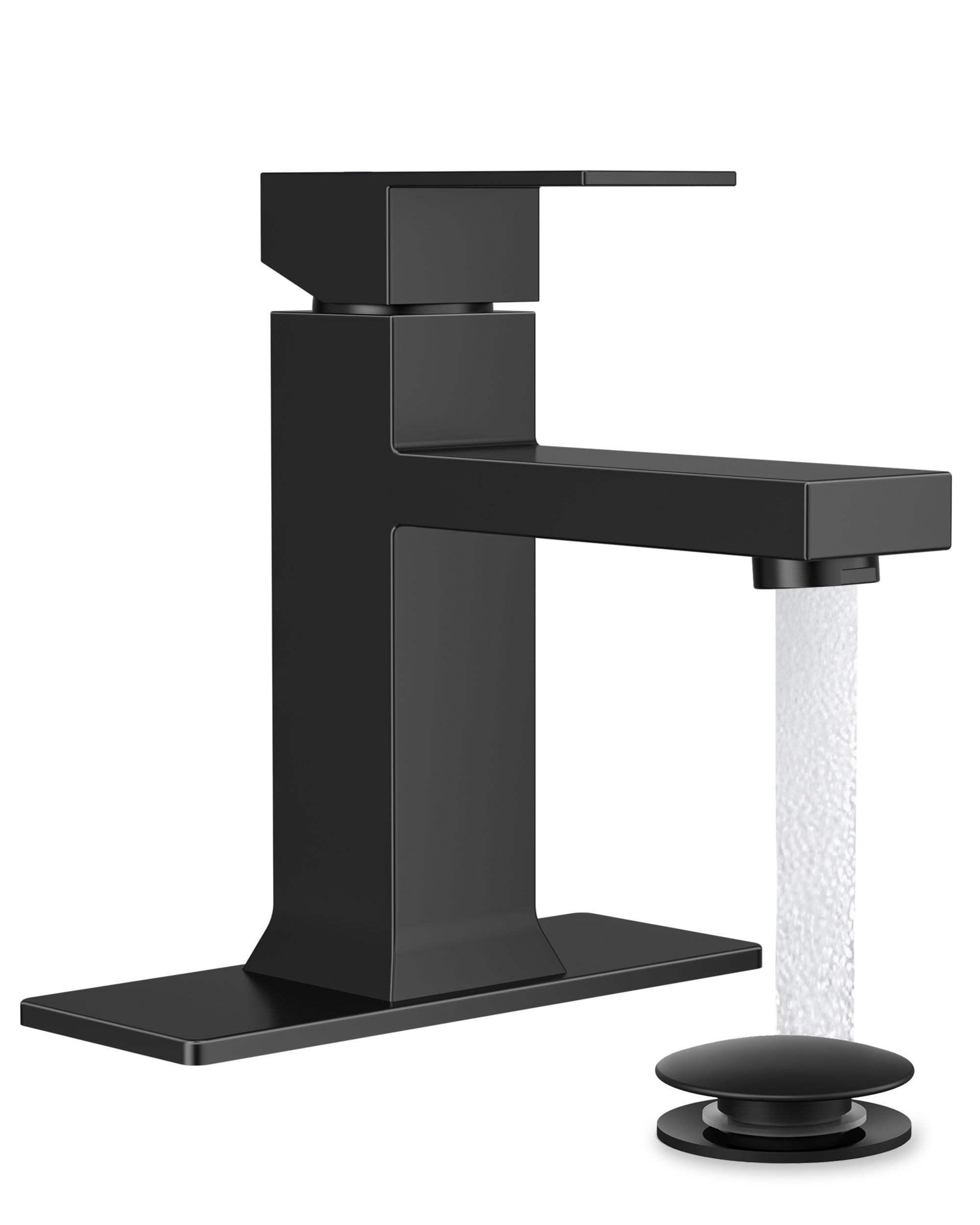 FORIOUS Bathroom Faucet 1 Hole Single Handle Matte Black Vanity Sink Faucet
