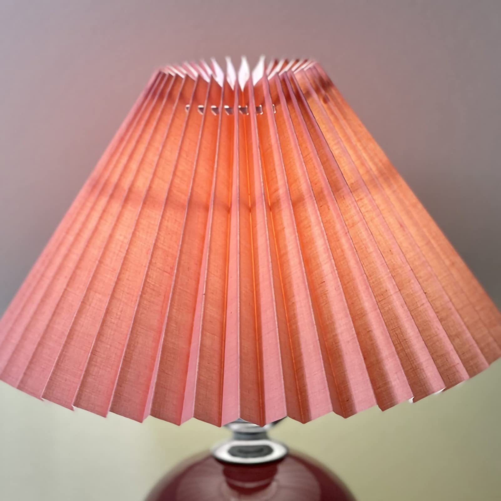 Phefop Lampshade E27 Pleated, Fabric Large Table Lamp Shade, Pure White Lampshade for Bedroom and Office (Pink)