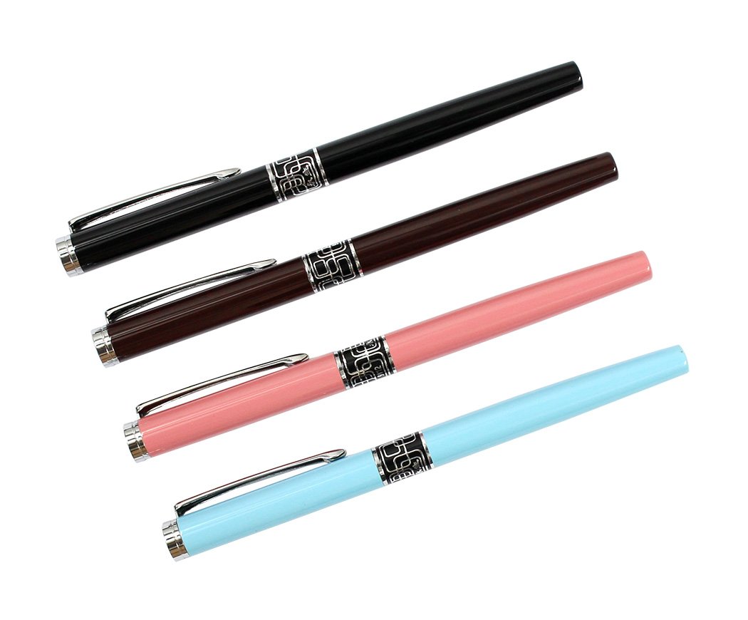 Ranvi 4 PCS Wing Sung 9112 Fine Nib Fountain Pen, 4 Colors(pink, blue, brown, black) - Image 2
