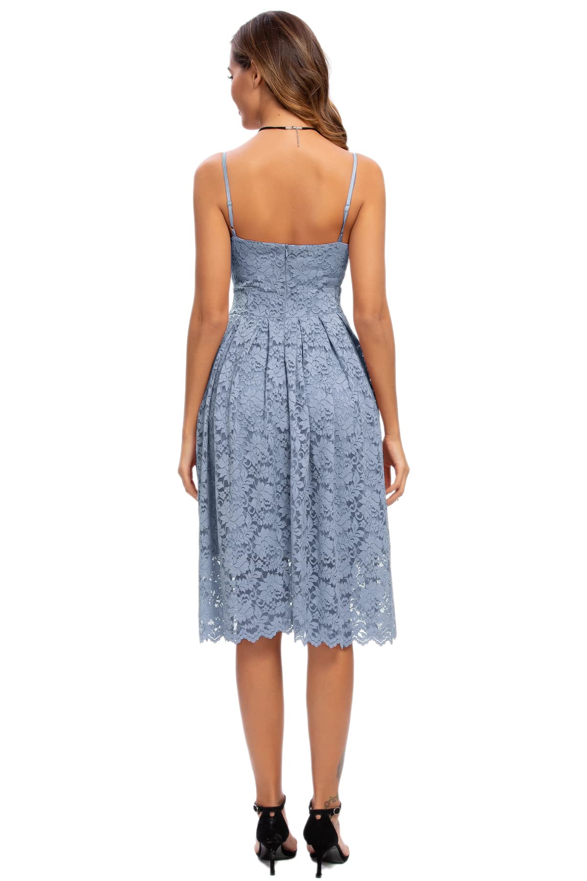 Atnlewhi Abito da donna vintage senza maniche con scollo a V, linea ad A, lunghezza al ginocchio, abito da damigella d'onore elegante