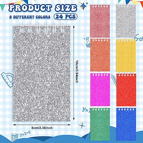 Image of Seajan 24 Pcs Glitter Mini Spiral Notepads for Kids Party Favors Small Prism Notebooks 3.9 x 2.4 Inch Colorful Flash Memo Pads for Girls and Boys Birthday Gift Classroom Rewards 20 Pages Each