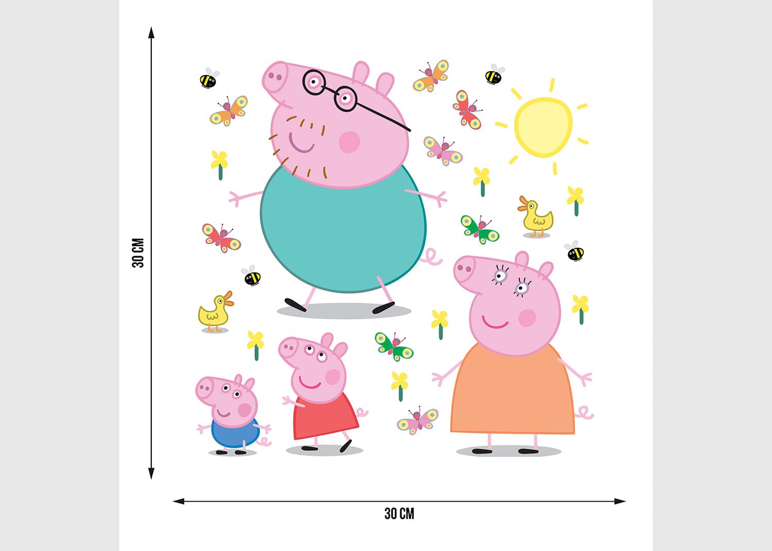 Peppa Pig Classic naklejki ścienne do pokoju dziecięcego, tatuaż ścienny chłopiec dekoracja firmy AG Design | 30 x 30 cm | ADKS 3832