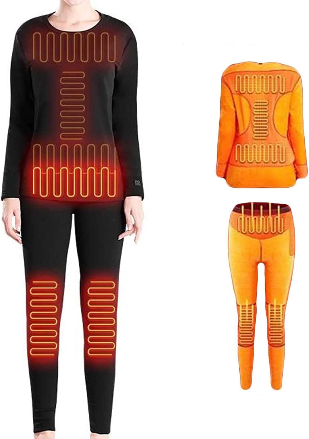 Electric Heated Thermal Underwear Set, USB Long Underwear Suit Snow Leggings for Women Men(Batteries Not Included)