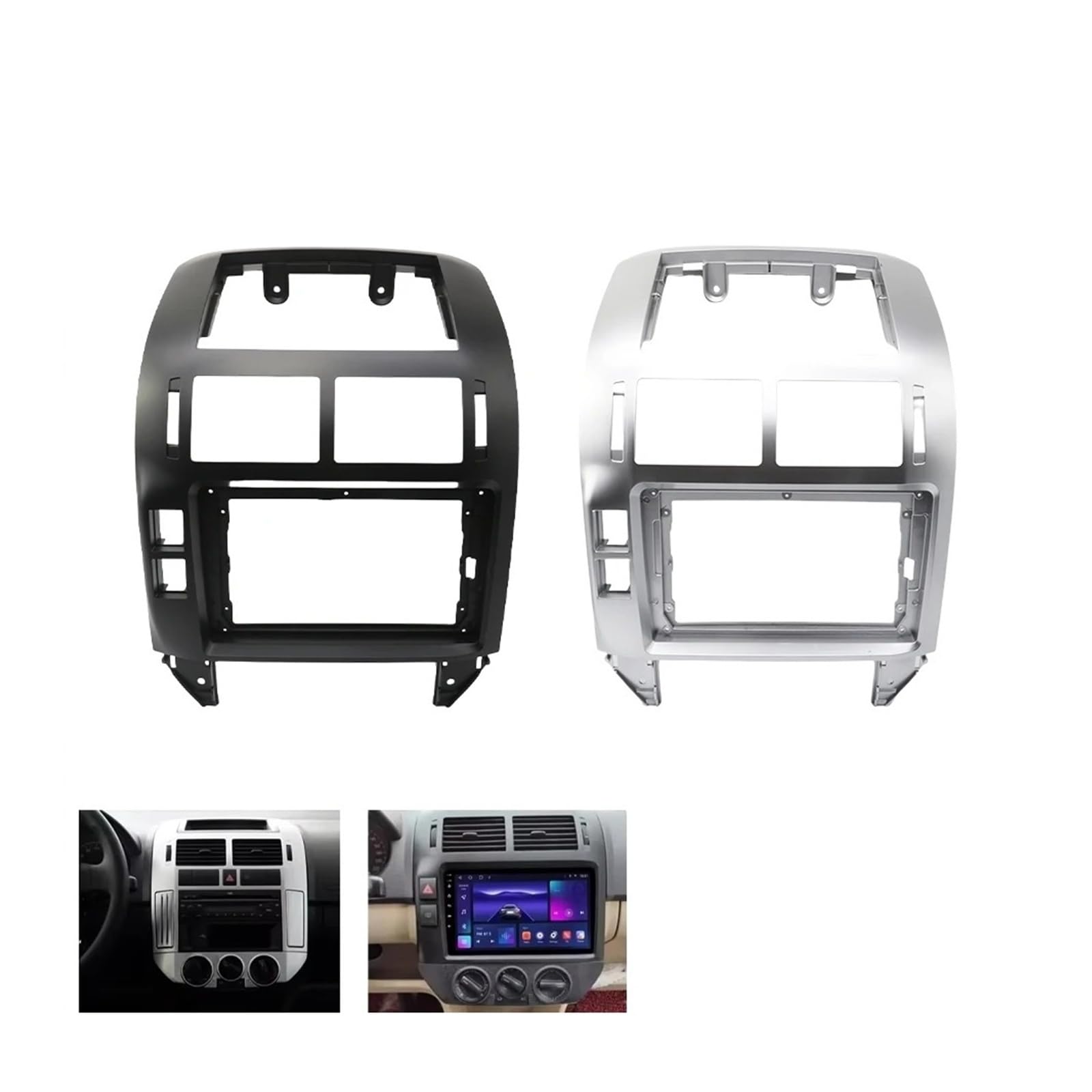 Mascherina Autoradio Cornice Stereo 2Din 9 Pollici Autoradio Fascia Cornice Pannello Stereo Lettore Android MP5 per VW per Polo 2004 2005 2006 2007 2008 2009 2010 2011