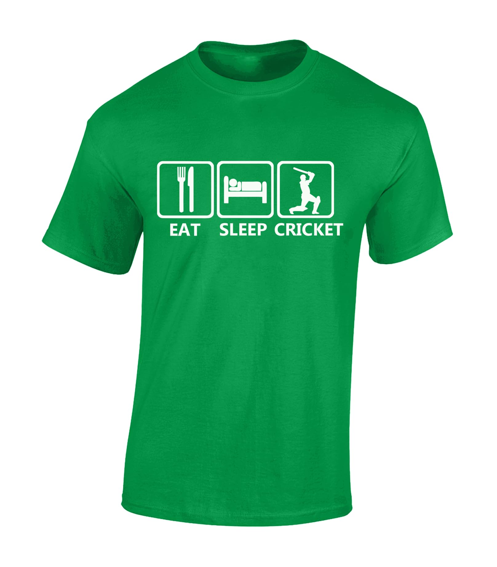Crown Designs Men's Green Eat Sleep Cricket Novelty Gifts For & Teenagers T-Shirts Tops - /Small