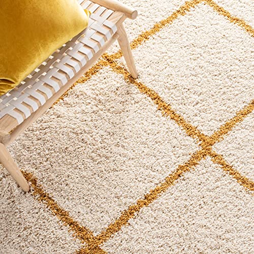 Image of Handwoven Microfibre 3D Rug for Living Room (Ivory & Gold, 7 X 7 Feet (Round), Microfibre)